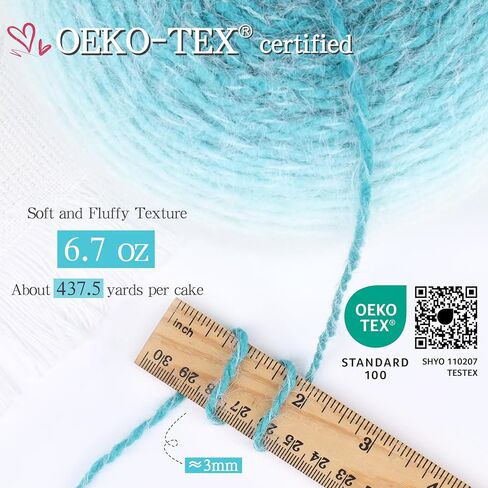 Katech Ombre Yarn for Crocheting-Large Skein of Gradient Yarn Cake-2 Pack of 190g/6.7 oz-71% Acrylic,29% Nylon- #4 Medium-Soft Knitting/Crochet Yarns for Star Blankets, Scarves, Shawls and Garments(C) in Saudi Arabia