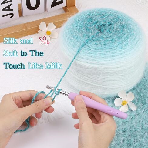 Katech Ombre Yarn for Crocheting-Large Skein of Gradient Yarn Cake-2 Pack of 190g/6.7 oz-71% Acrylic,29% Nylon- #4 Medium-Soft Knitting/Crochet Yarns for Star Blankets, Scarves, Shawls and Garments(C) in Saudi Arabia