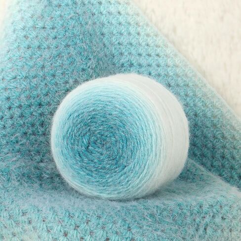 Katech Ombre Yarn for Crocheting-Large Skein of Gradient Yarn Cake-2 Pack of 190g/6.7 oz-71% Acrylic,29% Nylon- #4 Medium-Soft Knitting/Crochet Yarns for Star Blankets, Scarves, Shawls and Garments(C) in Saudi Arabia