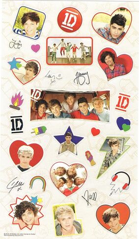 One Direction (1D) Set of 25 Full Color Stickers - Young and Fun (6" x 10.5" Sheet) in Saudi Arabia