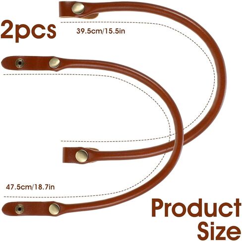 2 PCS Leather Parse مقابض الاستبدال ، 0.5 '' 'Wide 15.7 "PU Leather Handbag مقابض Leathers البني PU المحافظ على الأشرطة مع زر لصنع الحقائب الفنية لوازم in Saudi Arabia