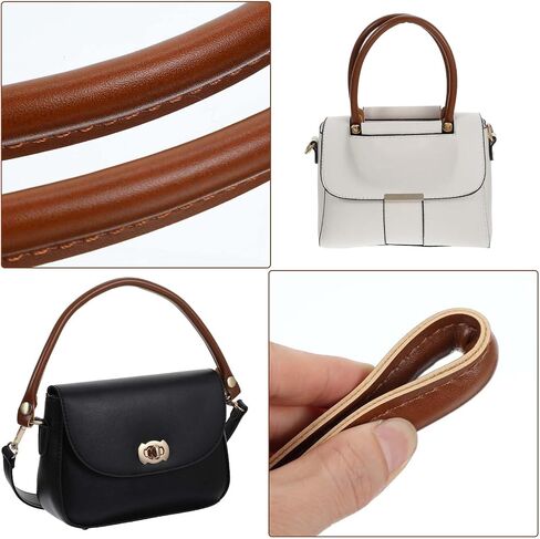 2 PCS Leather Parse مقابض الاستبدال ، 0.5 '' 'Wide 15.7 "PU Leather Handbag مقابض Leathers البني PU المحافظ على الأشرطة مع زر لصنع الحقائب الفنية لوازم in Saudi Arabia