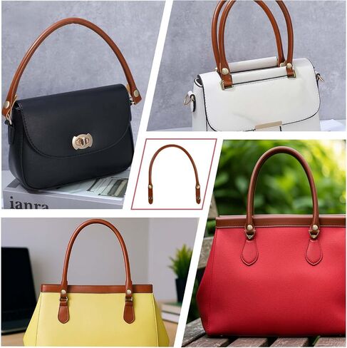 2 PCS Leather Parse مقابض الاستبدال ، 0.5 '' 'Wide 15.7 "PU Leather Handbag مقابض Leathers البني PU المحافظ على الأشرطة مع زر لصنع الحقائب الفنية لوازم in Saudi Arabia