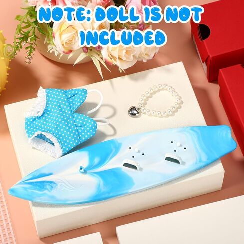 3pcs 17cm Doll Swimsuit Set ، الزي الصيفي تشمل ملابس السباحة لؤلؤة لؤلؤة ركوب الأمواج اللطيف والزي الرائع مجموعة الصيف لم يتم تضمينها (الأزرق) in Saudi Arabia