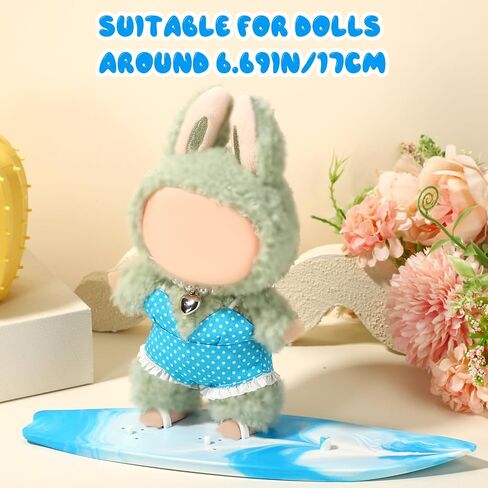 3pcs 17cm Doll Swimsuit Set ، الزي الصيفي تشمل ملابس السباحة لؤلؤة لؤلؤة ركوب الأمواج اللطيف والزي الرائع مجموعة الصيف لم يتم تضمينها (الأزرق) in Saudi Arabia