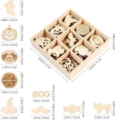 Magiclulu 72pcs هالوين قطع اليقطين الخشبية الصغيرة شرائح خشبية فارغة صغيرة لطلاء قلادة اليقطين لحفلات الحفلات الشنق in Saudi Arabia