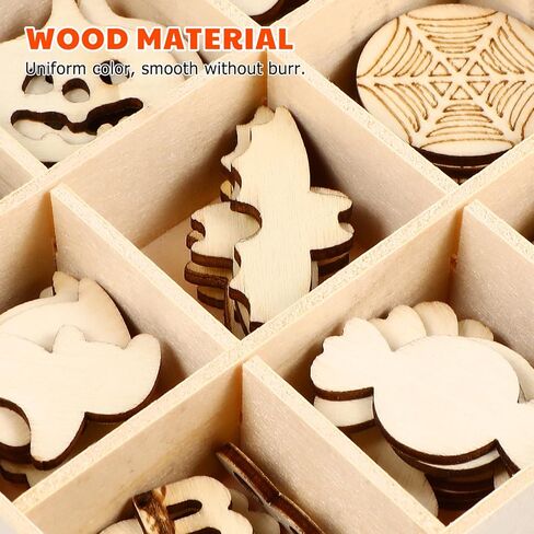 Magiclulu 72pcs هالوين قطع اليقطين الخشبية الصغيرة شرائح خشبية فارغة صغيرة لطلاء قلادة اليقطين لحفلات الحفلات الشنق in Saudi Arabia