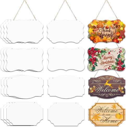 Leafcraft 8 Pack 10inch تسامي باب شماعات الباب علامة مستطيل الفراغات الألومنيوم جانب الجدار المعدني القابل للطباعة زخرفة معلقة للحرارة ، حرفة DIY ، ديكور لوحة مخصصة (4 MIX Style) in Kuwait