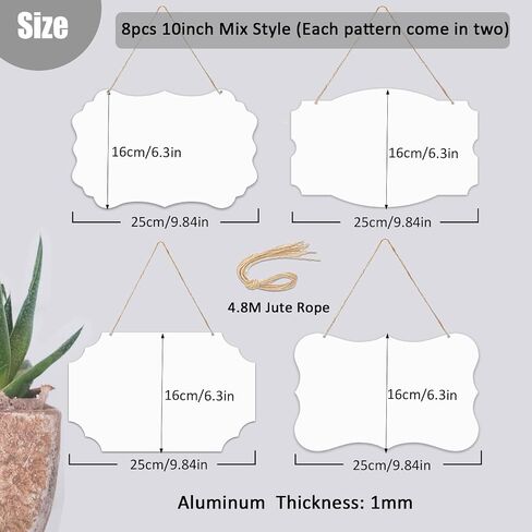 Leafcraft 8 Pack 10inch تسامي باب شماعات الباب علامة مستطيل الفراغات الألومنيوم جانب الجدار المعدني القابل للطباعة زخرفة معلقة للحرارة ، حرفة DIY ، ديكور لوحة مخصصة (4 MIX Style) in Kuwait