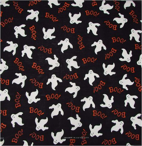 Glow In The Dark Halloween Boo Ghost Print Bandana, Black, 22 x 22 inches in Saudi Arabia