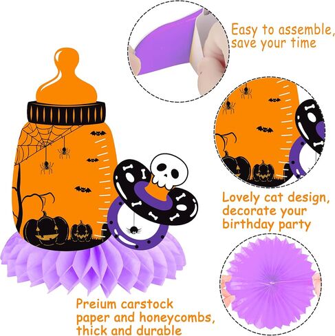 Halloween Baby Shower Honeycomb Centerpieces 14Pcs A Baby is Brewing Baby Shower Decorations Halloween Ghost Pumpkin Table Centerpieces for Gender Reveal Party Supplies in Saudi Arabia