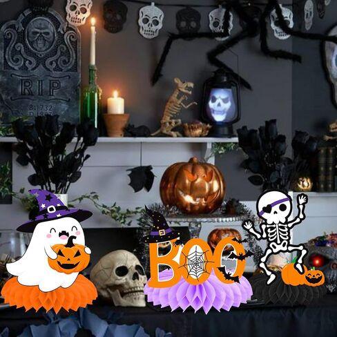 Halloween Baby Shower Honeycomb Centerpieces 14Pcs A Baby is Brewing Baby Shower Decorations Halloween Ghost Pumpkin Table Centerpieces for Gender Reveal Party Supplies in Saudi Arabia