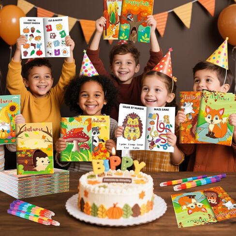 Benlouis 12 Fall Mini Activity Books with 12 تلوين للأطفال من عمر 4-8-16 خريف الحفلات. in Kuwait