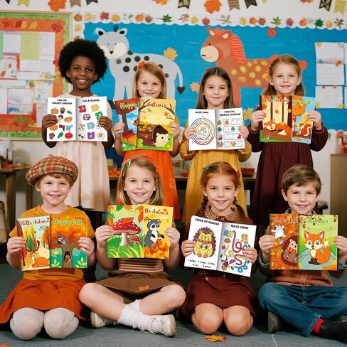 Benlouis 12 Fall Mini Activity Books with 12 تلوين للأطفال من عمر 4-8-16 خريف الحفلات. in Kuwait