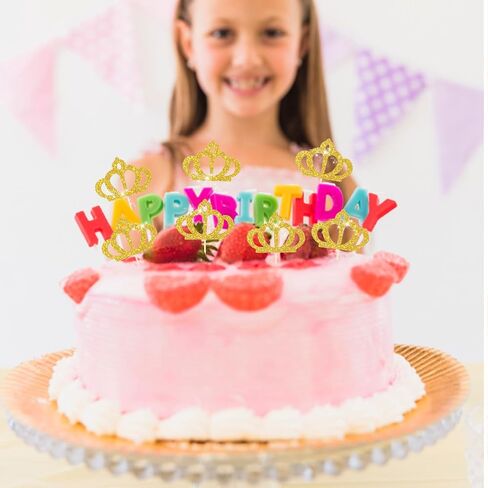 24 Pcs Gold Princess Cupcake Toppers Crown Cake Topper Cup Cake Princess Party Queen Decoration Glitter Gold Queen Birthday Party Decorations in Saudi Arabia