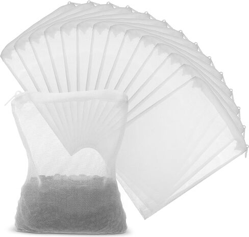 15PCS Large Aquarium Filter Media Bag, 7" × 5" Fine Media Filter Bag Reusable Mesh Bags with Plastic Zipper, Nylon Filters Medias Bags for Fish Tank in Kuwait