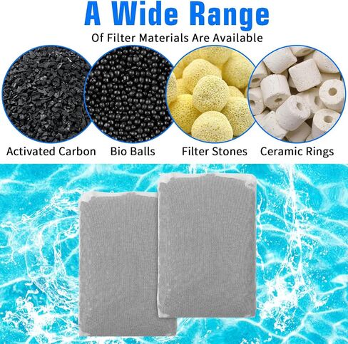 15PCS Large Aquarium Filter Media Bag, 7" × 5" Fine Media Filter Bag Reusable Mesh Bags with Plastic Zipper, Nylon Filters Medias Bags for Fish Tank in Kuwait