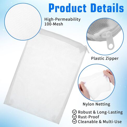 15PCS Large Aquarium Filter Media Bag, 7" × 5" Fine Media Filter Bag Reusable Mesh Bags with Plastic Zipper, Nylon Filters Medias Bags for Fish Tank in Kuwait