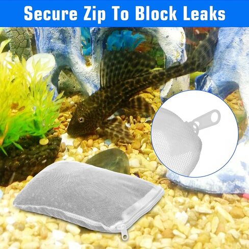 15PCS Large Aquarium Filter Media Bag, 7" × 5" Fine Media Filter Bag Reusable Mesh Bags with Plastic Zipper, Nylon Filters Medias Bags for Fish Tank in Kuwait