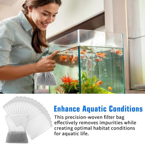 15PCS Large Aquarium Filter Media Bag, 7" × 5" Fine Media Filter Bag Reusable Mesh Bags with Plastic Zipper, Nylon Filters Medias Bags for Fish Tank in Kuwait