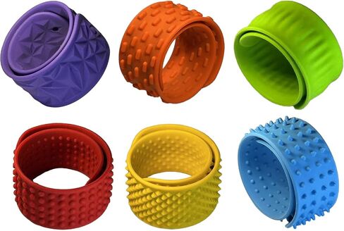 6 Pack Fidget Toys Slap Bracelets Autism Calming Sensory Toy for Special Needs Textured Silicone Sensory Toys for Kids Wearable Stress Fidgets for Adults Office Desk Travel Classroom Must Haves in Saudi Arabia