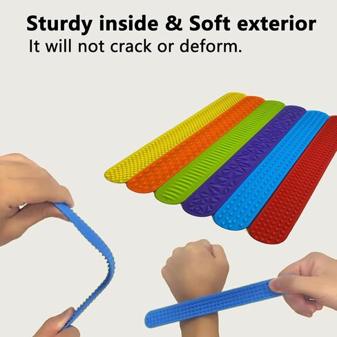 6 Pack Fidget Toys Slap Bracelets Autism Calming Sensory Toy for Special Needs Textured Silicone Sensory Toys for Kids Wearable Stress Fidgets for Adults Office Desk Travel Classroom Must Haves in Saudi Arabia