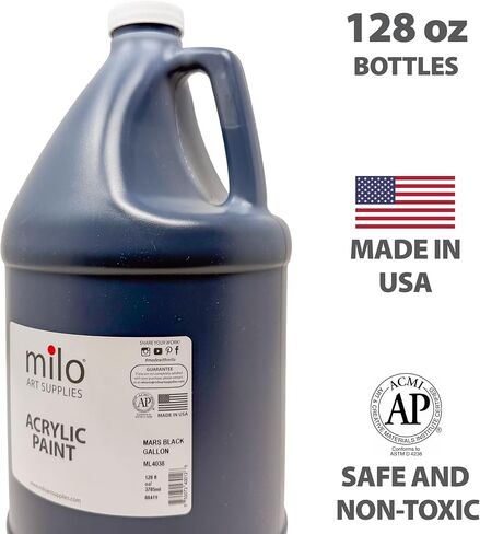 milo Titanium White Acrylic Paint | 128 oz (1 Gallon) Supply | AP Certified Non-Toxic, Made in USA | Essential Bulk Art Paint for Classroom, Studio, & All Artists in Kuwait