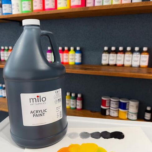 milo Titanium White Acrylic Paint | 128 oz (1 Gallon) Supply | AP Certified Non-Toxic, Made in USA | Essential Bulk Art Paint for Classroom, Studio, & All Artists in Kuwait