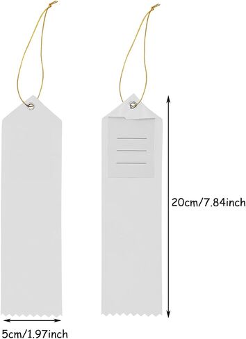 شرائط الفائز الفارغ الفارغ بنتا أنجيل 12PCS DIY Place Ribboy Medal Ribbon مع بطاقة حدث وحبل للتحديات المدرسية مسابقة الأحداث الرياضية (White) in Kuwait