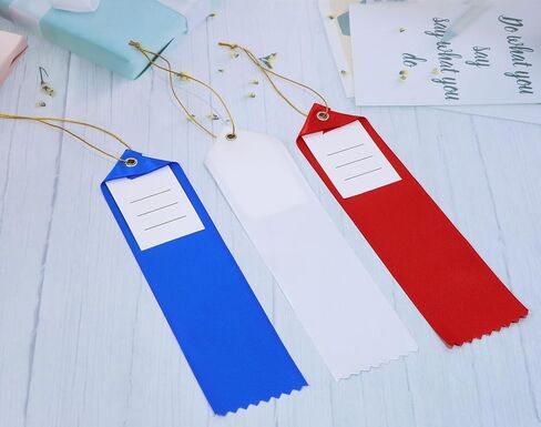 شرائط الفائز الفارغ الفارغ بنتا أنجيل 12PCS DIY Place Ribboy Medal Ribbon مع بطاقة حدث وحبل للتحديات المدرسية مسابقة الأحداث الرياضية (White) in Kuwait