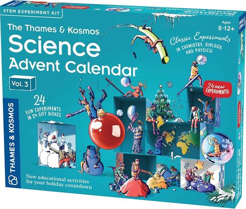 The Thames & Kosmos Science Advent Calendar Vol 3 | 24 تجارب STEM اليومية في الكيمياء والبيولوجيا والفيزياء ، العد التنازلي للاحتفالات العطلات الشتوية | متعة ، تقليد عائلي صحية (نسخة 2025) in Saudi Arabia