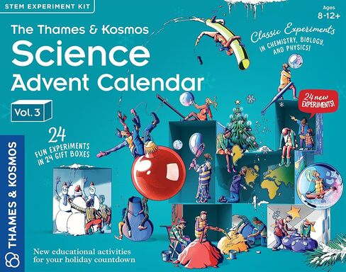 The Thames & Kosmos Science Advent Calendar Vol 3 | 24 تجارب STEM اليومية في الكيمياء والبيولوجيا والفيزياء ، العد التنازلي للاحتفالات العطلات الشتوية | متعة ، تقليد عائلي صحية (نسخة 2025) in Saudi Arabia