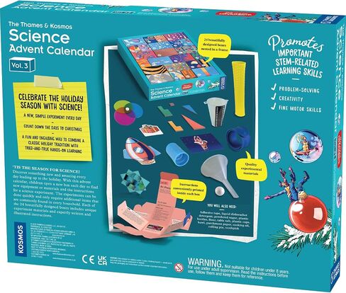 The Thames & Kosmos Science Advent Calendar Vol 3 | 24 تجارب STEM اليومية في الكيمياء والبيولوجيا والفيزياء ، العد التنازلي للاحتفالات العطلات الشتوية | متعة ، تقليد عائلي صحية (نسخة 2025) in Saudi Arabia