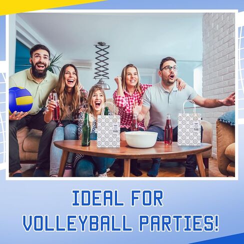 Kolldenn 12 Sets Volleyball Gift Paper Bags for Team with Thank You Tags Goody Treat Bag with Handle Kraft Candy Bags for Volleyball Team Player Theme Birthday Party Decorations in Saudi Arabia