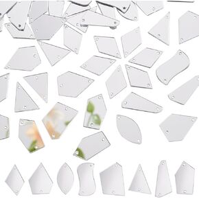 PH Pandahall 240pcs 8 أنماط خياطة على قطع المرآة مع مرآة ثقب الراين الأحجار غير النظامية حبات مرآة الأسيليك غير منتظمة in Kuwait