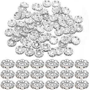 100 Pcs 12mm Silver Diamond Beads Spacer for Pens Making Bulk Rondelle Rhinestone Spacer Beads Beadable Wave Crystal Bead for Bracelet Jewelry Making in Kuwait