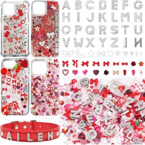330 Pcs Blue Junk Phone Case Charms 26 Pcs A-Z Rhinestone Alphabet Letter Charms, Mix Flower Bow Heart Pearls Flatback Resin Charms Letter Junk Cases Kit for DIY Crafts in Saudi Arabia