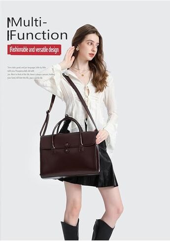 Vintage Leather Laptop Briefcase, 14-inch, Brown Business Messenger Bag with Anti-theft Features in Saudi Arabia