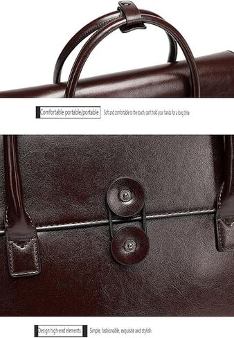 Vintage Leather Laptop Briefcase, 14-inch, Brown Business Messenger Bag with Anti-theft Features in Saudi Arabia