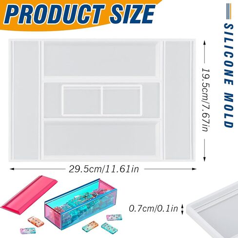 Dominoes Storage Box Resin Mold Silicone Epoxy Resin Mold Domino Molds Domino Box Jewelry Storage Case Epoxy Resins Casting for DIY Craft Tool Jewelry Home Decoration Dominos Game Silicone in Saudi Arabia