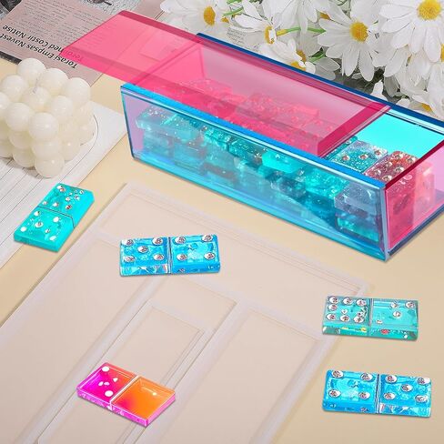 Dominoes Storage Box Resin Mold Silicone Epoxy Resin Mold Domino Molds Domino Box Jewelry Storage Case Epoxy Resins Casting for DIY Craft Tool Jewelry Home Decoration Dominos Game Silicone in Saudi Arabia