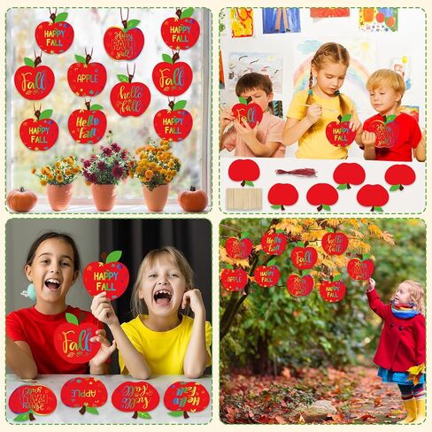 Qyeahkj 60 مجموعات Fall Red Apple Crية أطفال قوس قزح Magic Scratch Paper مع عصا خشبية Apple Apple Art Kit for Fall Party Decor in Saudi Arabia