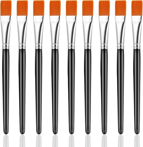 Molain 10 Pcs Flat Paint Brushes for Acrylic Painting, 3/4 Inch Large Synthetic Paint Brushes Bulk with Wooden Handle Art Painters for Acrylic, Watercolor, Oil, Crafts, Face Body Art(Black) in Saudi Arabia