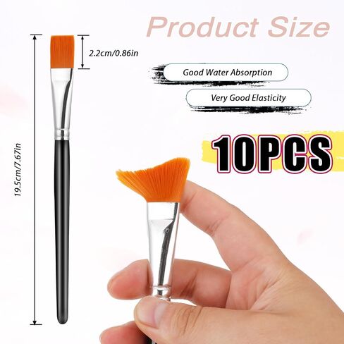 Molain 10 Pcs Flat Paint Brushes for Acrylic Painting, 3/4 Inch Large Synthetic Paint Brushes Bulk with Wooden Handle Art Painters for Acrylic, Watercolor, Oil, Crafts, Face Body Art(Black) in Saudi Arabia