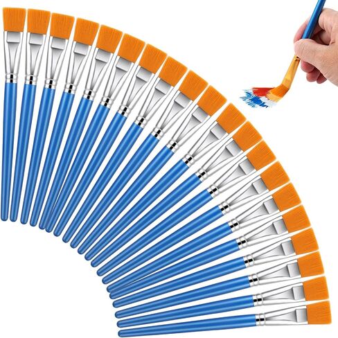 20PCS Flat Paint Brushes Set, 1 Inch Watercolor Paint Brushes, Nylon Hair Painting Brush for Detail Painting, Synthetic Paintbrushes for Acrylic, Watercolor, Oil, Crafts and Face Body Art in Saudi Arabia