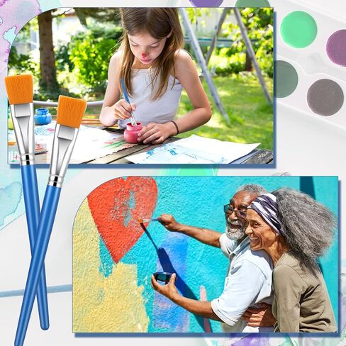 20PCS Flat Paint Brushes Set, 1 Inch Watercolor Paint Brushes, Nylon Hair Painting Brush for Detail Painting, Synthetic Paintbrushes for Acrylic, Watercolor, Oil, Crafts and Face Body Art in Saudi Arabia