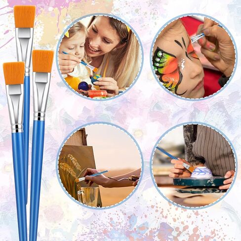 20PCS Flat Paint Brushes Set, 1 Inch Watercolor Paint Brushes, Nylon Hair Painting Brush for Detail Painting, Synthetic Paintbrushes for Acrylic, Watercolor, Oil, Crafts and Face Body Art in Saudi Arabia
