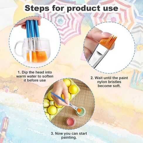 20PCS Flat Paint Brushes Set, 1 Inch Watercolor Paint Brushes, Nylon Hair Painting Brush for Detail Painting, Synthetic Paintbrushes for Acrylic, Watercolor, Oil, Crafts and Face Body Art in Saudi Arabia