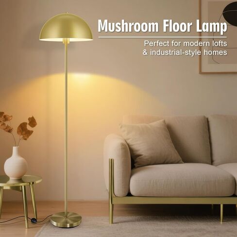 Modern Mushroom Floor Lamps for Living Room 66Inch, Tall Industrial Floor Lamp, Black Metal Standing Lamp with Dome Shade, Mid Century Loft Corner Reading Lamp for Bedroom Office Nursery Room, NO BULB in Saudi Arabia