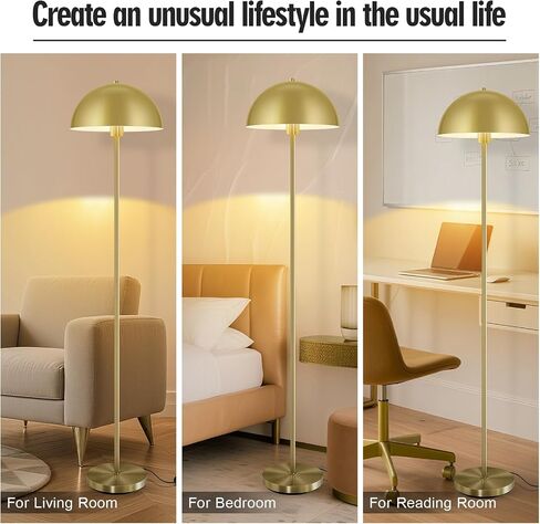 Modern Mushroom Floor Lamps for Living Room 66Inch, Tall Industrial Floor Lamp, Black Metal Standing Lamp with Dome Shade, Mid Century Loft Corner Reading Lamp for Bedroom Office Nursery Room, NO BULB in Saudi Arabia